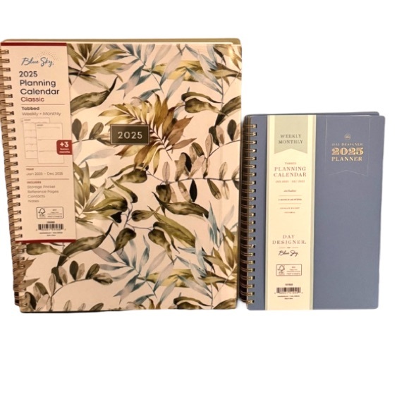 New set of 2 Blue Sky floral weekly & monthly planners calendars 2025 - Picture 1 of 5